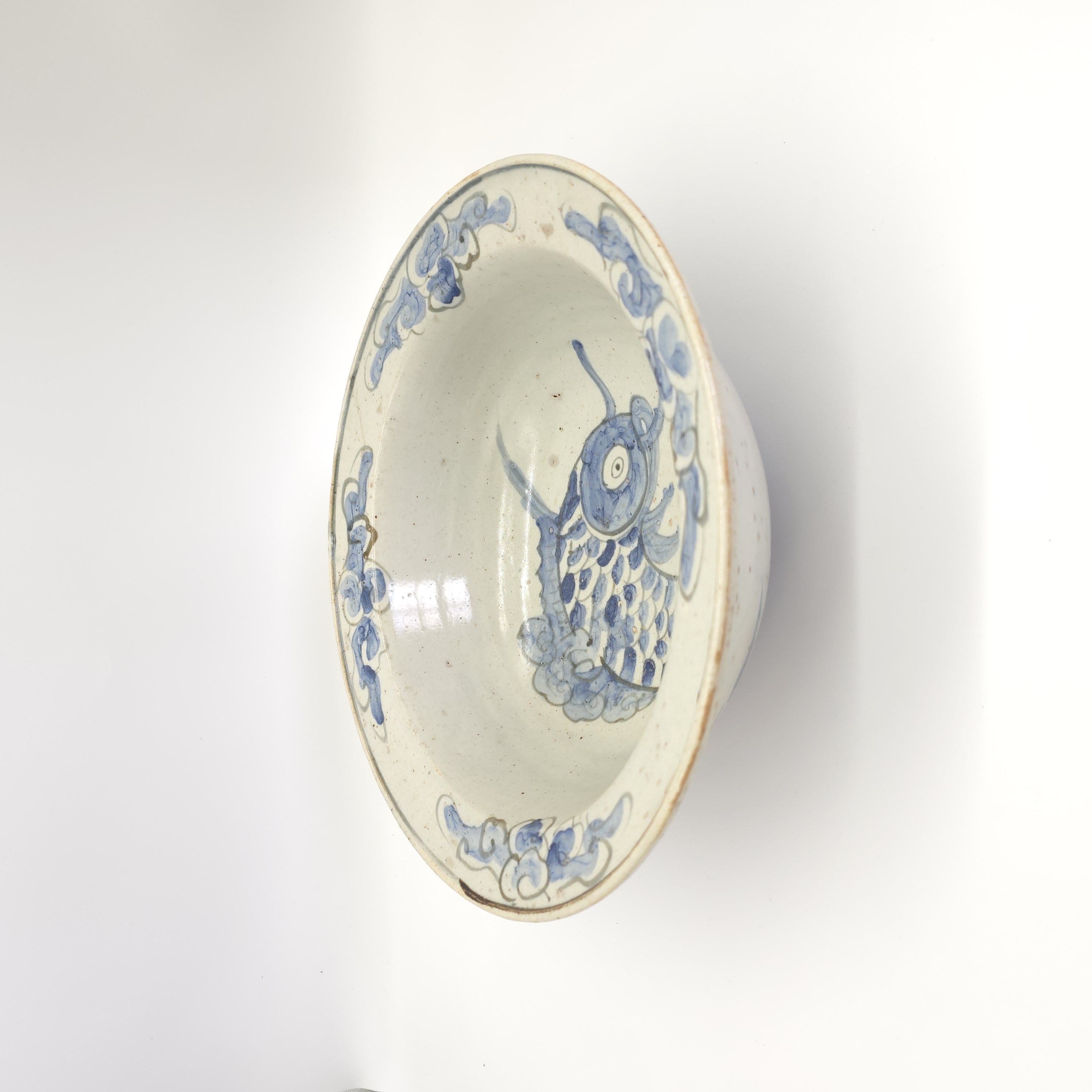 조선 백자청화어문대야